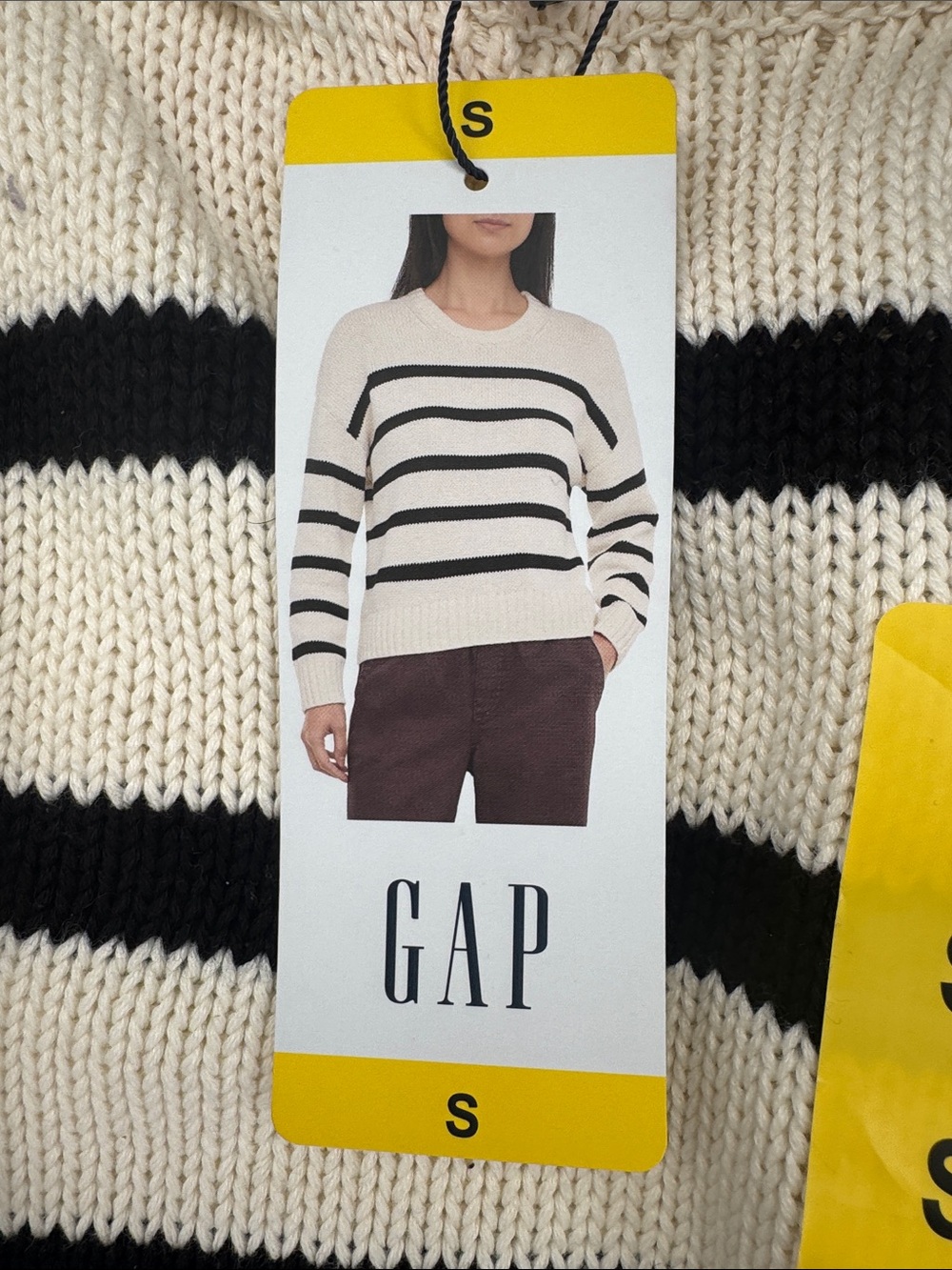 GAP Cream and Black Striped Scoopneck Sweater